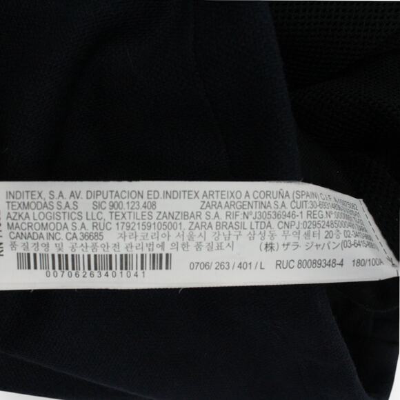 Large Zara Man Duffel Overcoat Navy Blue Poly-Cotton Weave Zip Snap Hood - Picture 9 of 14